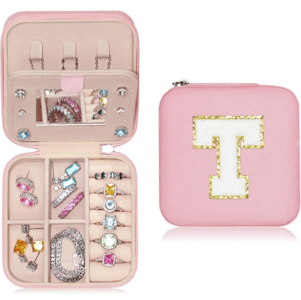 Pink Personalized Initial Jewelry Box.